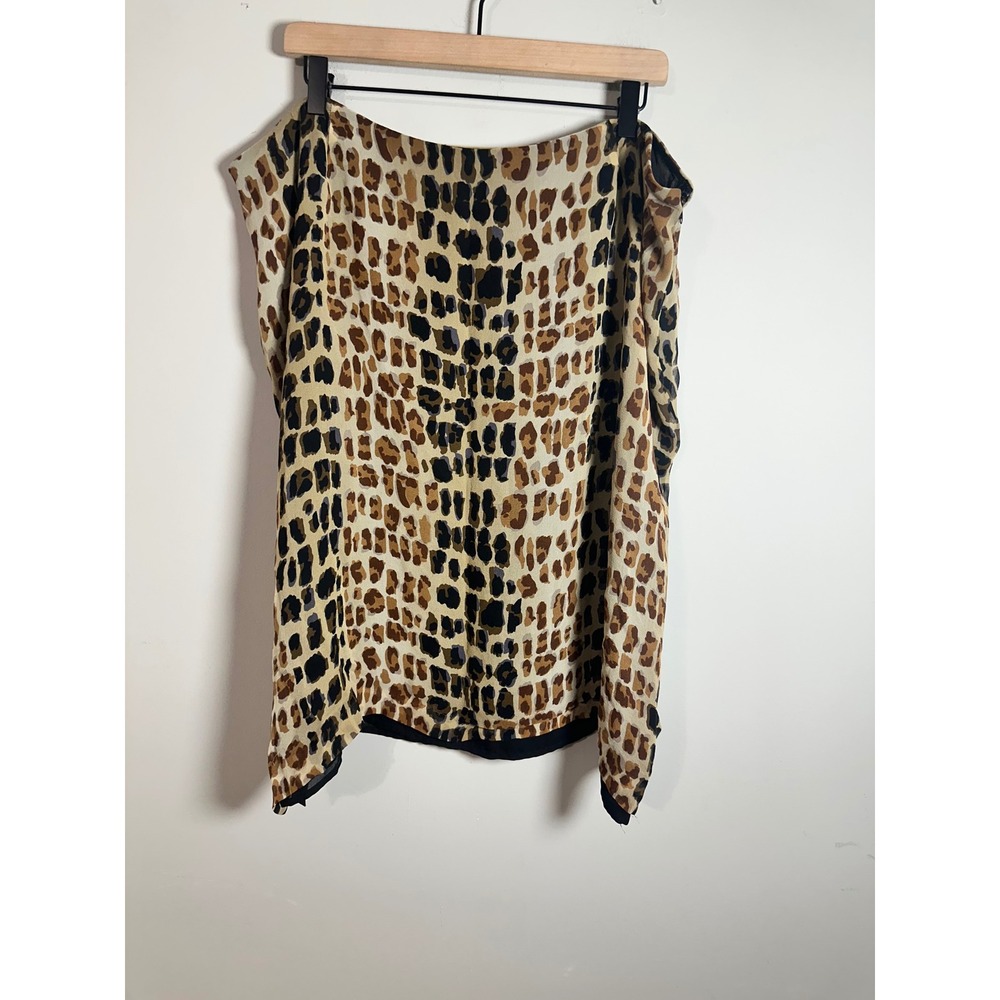 Alfani Woman 100% Silk Leopard Animal Print Lined Pencil Skirt Plus Size 20W